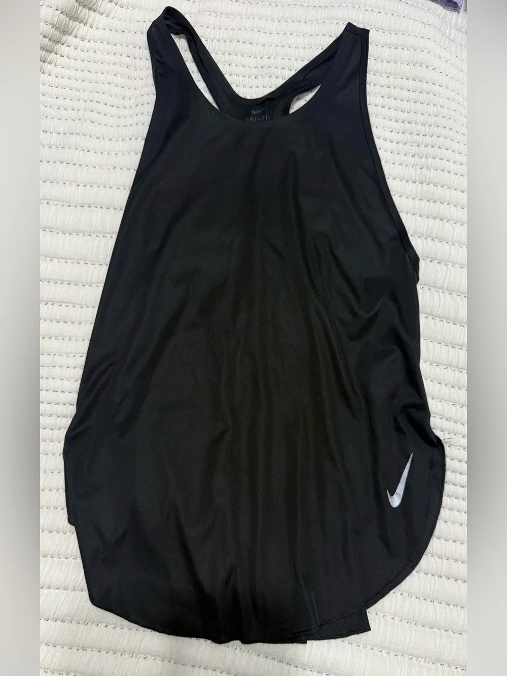 Nike Black Racerback Tank Top with Silver Swoosh